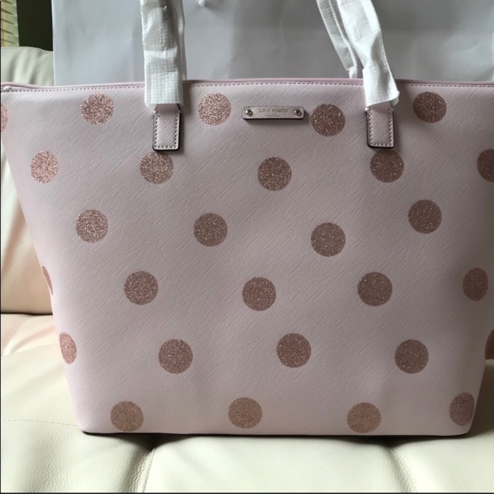 NWT KATE SPADE HANI HAVEN LANE POLKA DOT LARGE BAG - Picture 3 of 8